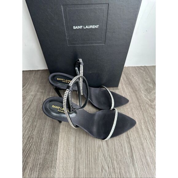 Saint Laurent Georgia 90 crystal-embellished sandals EU 37.5/US 7.5 $1390 - Picture 8 of 15